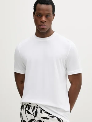 Sisley t-shirt bawełniany męski kolor biały gładki 3089S104J
