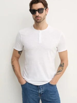 Sisley t-shirt bawełniany męski kolor biały gładki 3WF0S1009