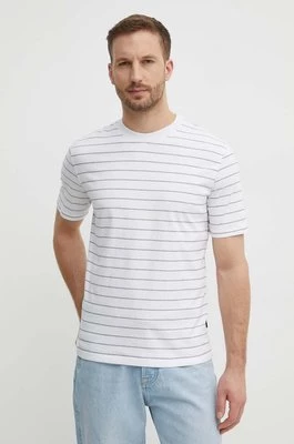 Sisley t-shirt bawełniany męski kolor biały wzorzystyCHEAPER