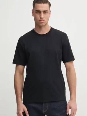 Sisley t-shirt bawełniany męski kolor czarny gładki 35MAS1049