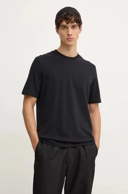 Sisley t-shirt bawełniany męski kolor czarny gładki 3B7SS1043