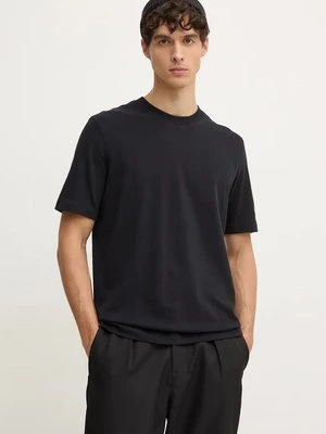 Sisley t-shirt bawełniany męski kolor czarny gładki 3B7SS1043