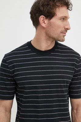 Sisley t-shirt bawełniany męski kolor czarny wzorzystyCHEAPER