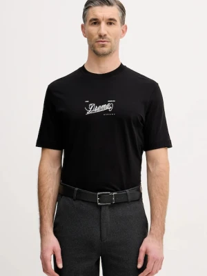 Sisley t-shirt bawełniany męski kolor czarny z nadrukiem 3I1XS104O