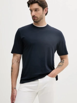 Sisley t-shirt bawełniany męski kolor granatowy gładki 3I1XS104G