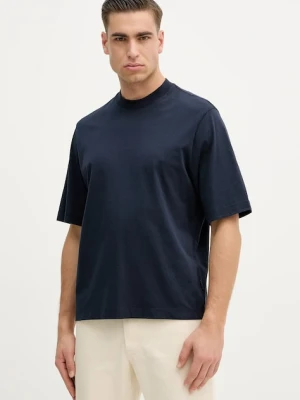 Sisley t-shirt bawełniany męski kolor granatowy gładki 3UYBS104T