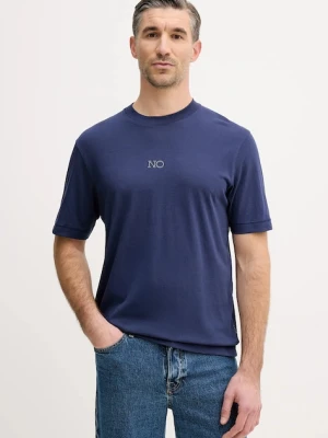 Sisley t-shirt bawełniany męski kolor granatowy z nadrukiem 3I1XS104O