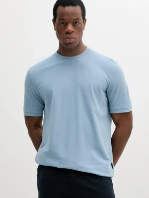Sisley t-shirt bawełniany męski kolor niebieski gładki 3089S104J