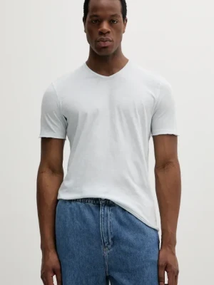 Sisley t-shirt bawełniany męski kolor niebieski gładki