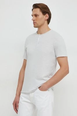 Sisley t-shirt bawełniany męski kolor szary gładki