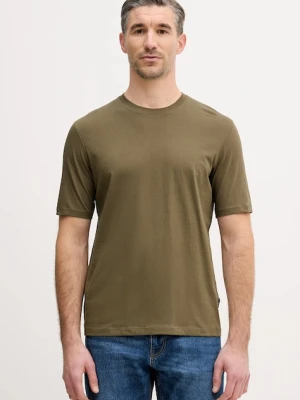 Sisley t-shirt bawełniany męski kolor zielony gładki 3I1XS101J