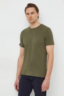 Sisley t-shirt bawełniany męski kolor zielony gładki
