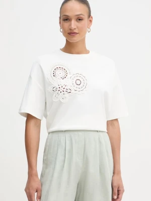 Sisley T-shirt damski bawełniany z elastanem