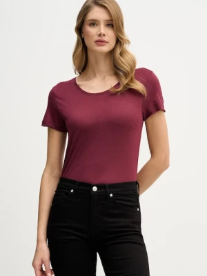 Sisley t-shirt damski kolor bordowy 3TNHL11A2