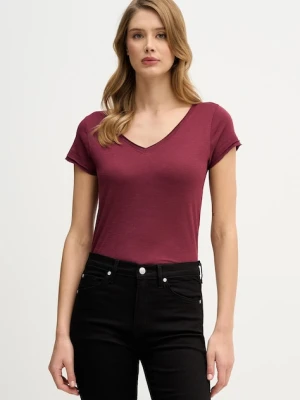Sisley t-shirt damski kolor bordowy