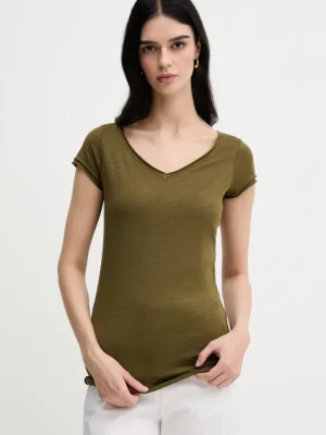 Sisley t-shirt damski kolor zielony