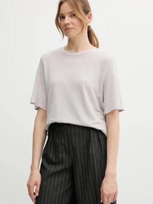 Sisley t-shirt lniany damski kolor szary 3UTFL107C