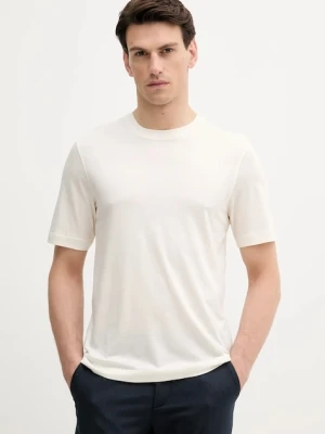Sisley t-shirt męski kolor beżowy gładki 361VS104K