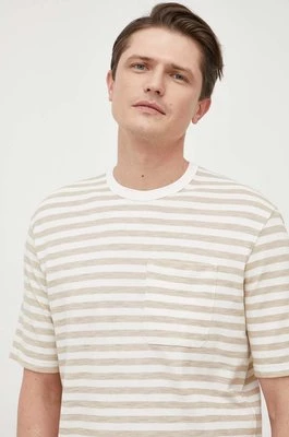 Sisley t-shirt męski kolor beżowy wzorzysty