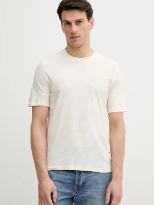 Sisley t-shirt z domieszką lnu męski kolor beżowy gładki 3D8FS104L