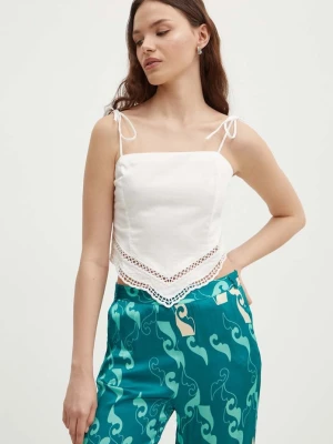 Sisley top bawełniany beżowy