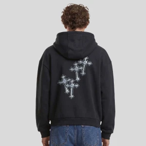 Six Crosses Fluffy Zip Hoody Mister Tee czarny
