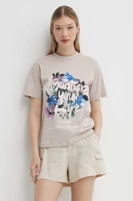 Sixth June t-shirt bawełniany damski kolor beżowy