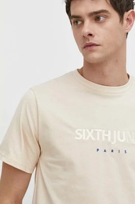 Sixth June t-shirt bawełniany męski kolor beżowy z aplikacją