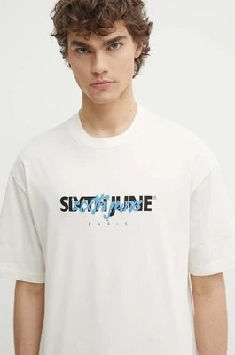Sixth June t-shirt bawełniany męski kolor beżowy z nadrukiem