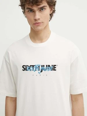 Sixth June t-shirt bawełniany męski kolor beżowy z nadrukiem