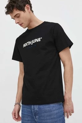Sixth June t-shirt bawełniany męski kolor czarny z aplikacją