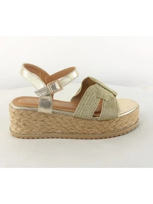 Sixth Sens Sandały w kolorze złotym na koturnie rozmiar: 38