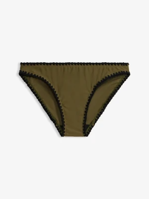 Skąpe figi bikini z haftem BonPrix zielony