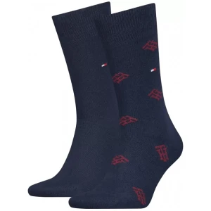 Skarpetki 2 pary Th Men Sock 2P Monogram Navy/Rouge 701220238 002 039 (TH658-a) Tommy Hilfiger