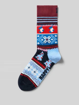 Skarpetki Christmas Sweater z mieszanki bawełny Happy Socks Ciemnoniebieski