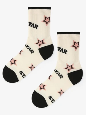 Skarpetki damskie bawełniane w gwiazdki z napisem Star B51 Marilyn