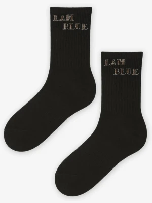 Skarpetki damskie bawełniane z błyszczącym napisem B40 Marilyn