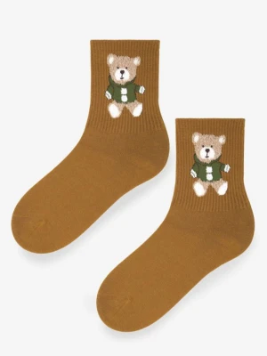 Skarpetki damskie bawełniane z puszystym trójwymiarowym misiem B53 Marilyn