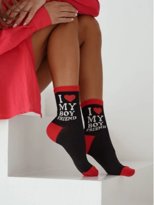Skarpetki damskie I LOVE MY BOYFRIEND - czarne  magmac 
