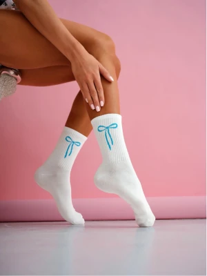 Skarpetki damskie KOKARDKA białe - wzór 2  magmac 