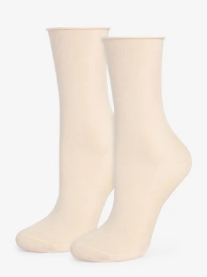 Skarpetki damskie kremowe nieuciskające tencel i jedwab Silk No Stress MARILYN