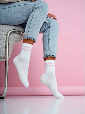 Skarpetki damskie PASKI białe - wzór 1  magmac 