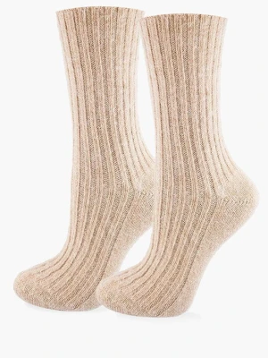Skarpetki damskie prążkowane z bawełny - Angora F27 MARILYN