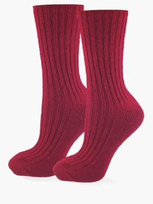 Skarpetki damskie prążkowane z bawełny - Angora F27 MARILYN