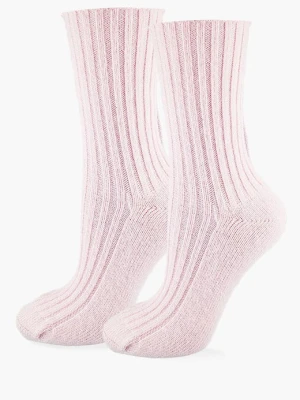 Skarpetki damskie prążkowane z bawełny - Angora F27 MARILYN