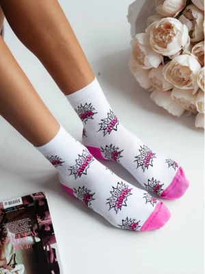 Skarpetki damskie SUPER MAMA - białe  magmac 