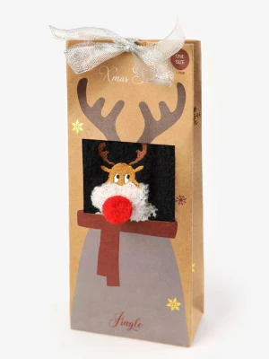 Skarpetki damskie świąteczne renifery w pudełku prezentowym B53 Marilyn