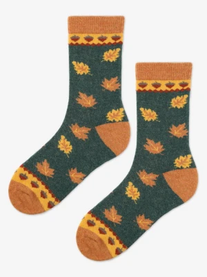Skarpetki damskie z angorą w jesienny wzór B41 Marilyn