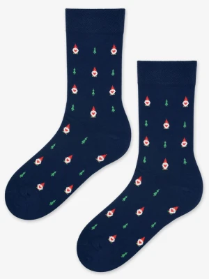 Skarpetki męskie bawełniane w świąteczny wzór małych Mikołajów Little Santa Marilyn