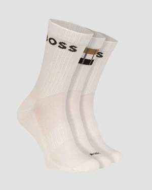 Skarpetki męskie Hugo Boss 3P QS Rib Stripe białe